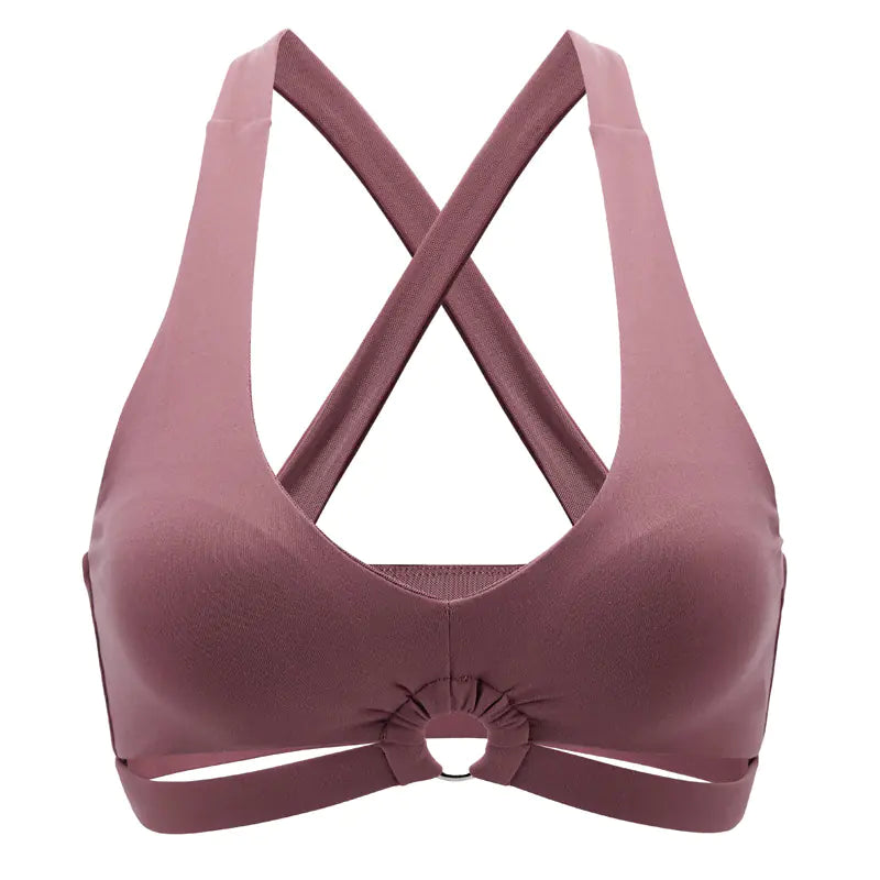 Women's Stylish Cross-Back Sports Bra with Cutout Design