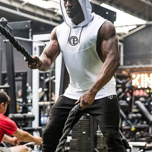 Men's Summer Muscle Brother Hooded Tank Top for Training