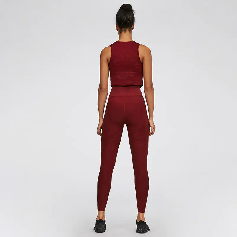 Seamless Stripe High-Waisted Workout Leggings Set