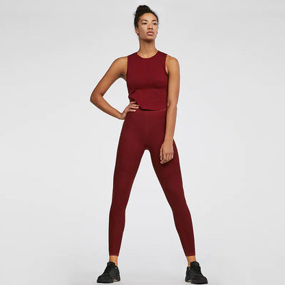 Seamless Stripe High-Waisted Workout Leggings Set