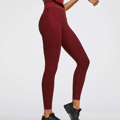 Seamless Stripe High-Waisted Workout Leggings Set